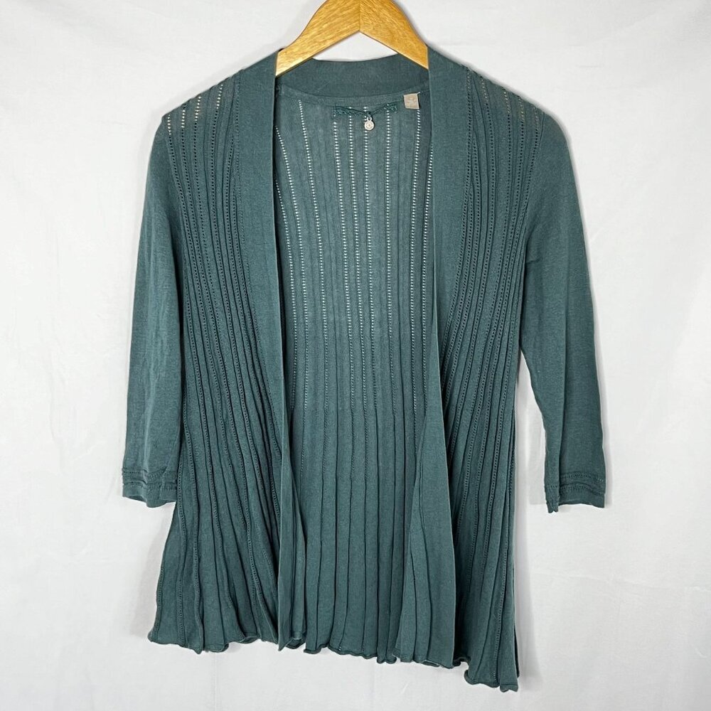 Knitted & Knotted Teal Open-Front Knit Lightweight Cardigan‎ 100% Cotton Size XS